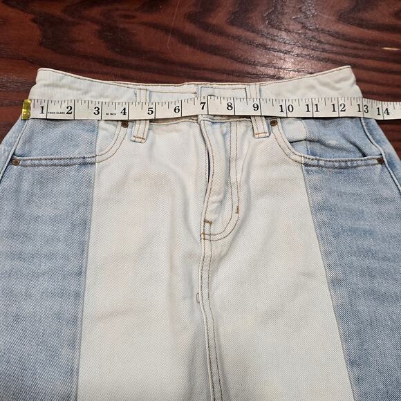 Pac Sun Split Light Wash Denim Blue Jean Mini Skirt Front & Back Pockets Cotton - Picture 5 of 7